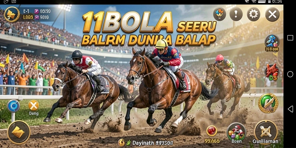 Tangkapan layar game 11BOLA menampilkan aksi balap yang mendebarkan.