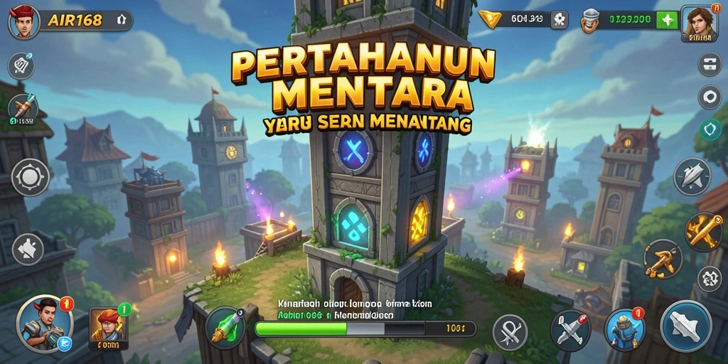Tangkapan layar AIR168 menampilkan aksi intens dalam Tower Defense.