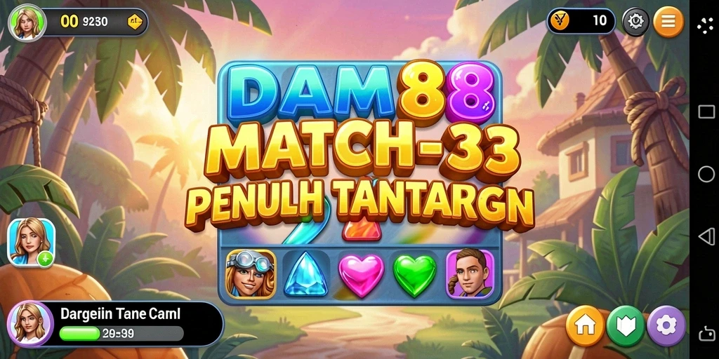 Tampilan gameplay seru di DAM88 dengan grafis Match-3 yang menarik.