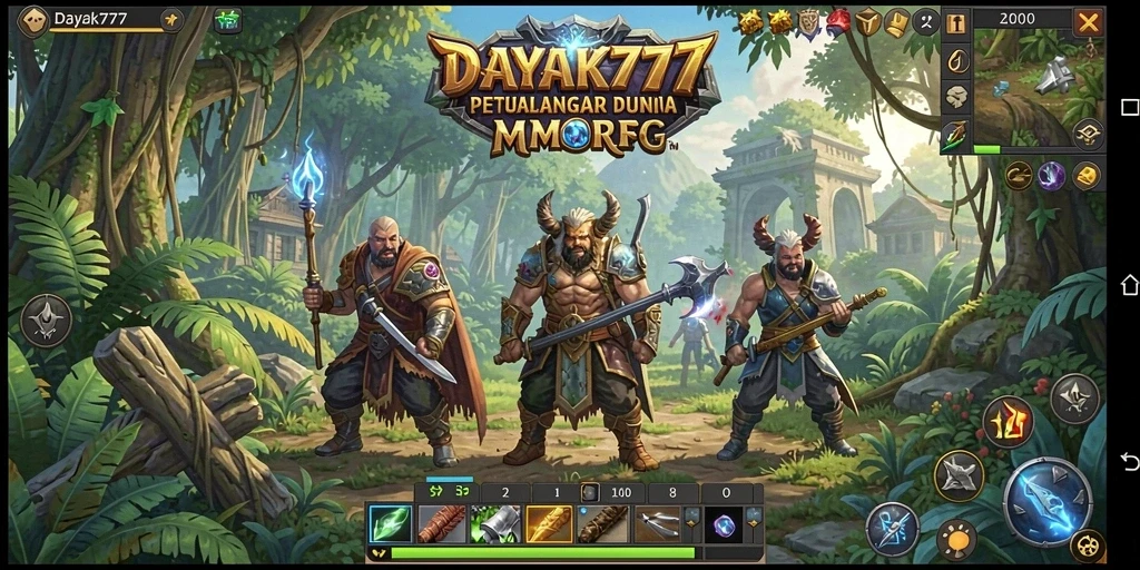 Screenshot gameplay dari DAYAK777 yang menunjukkan aksi seru dalam MMORPG.
