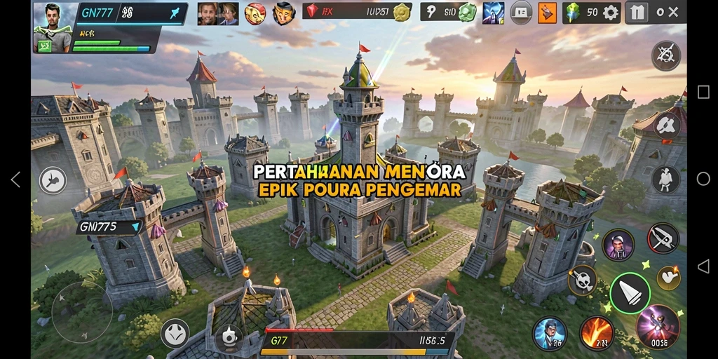 Screenshot gameplay GN777 menampilkan aksi mendebarkan Tower Defense.