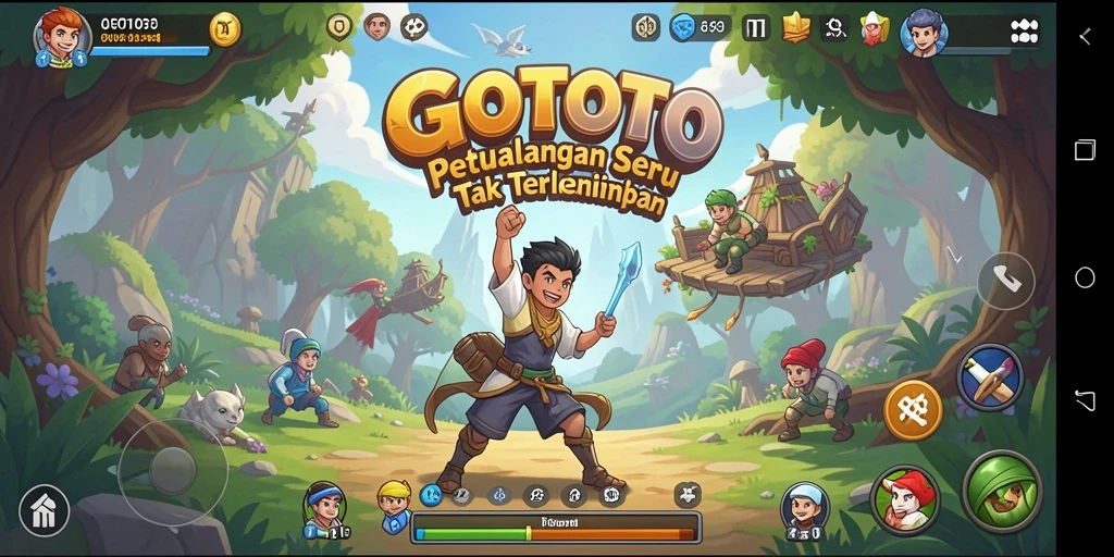 Gameplay menakjubkan GOTOTO yang menunjukkan petualangan di dunia yang luas.