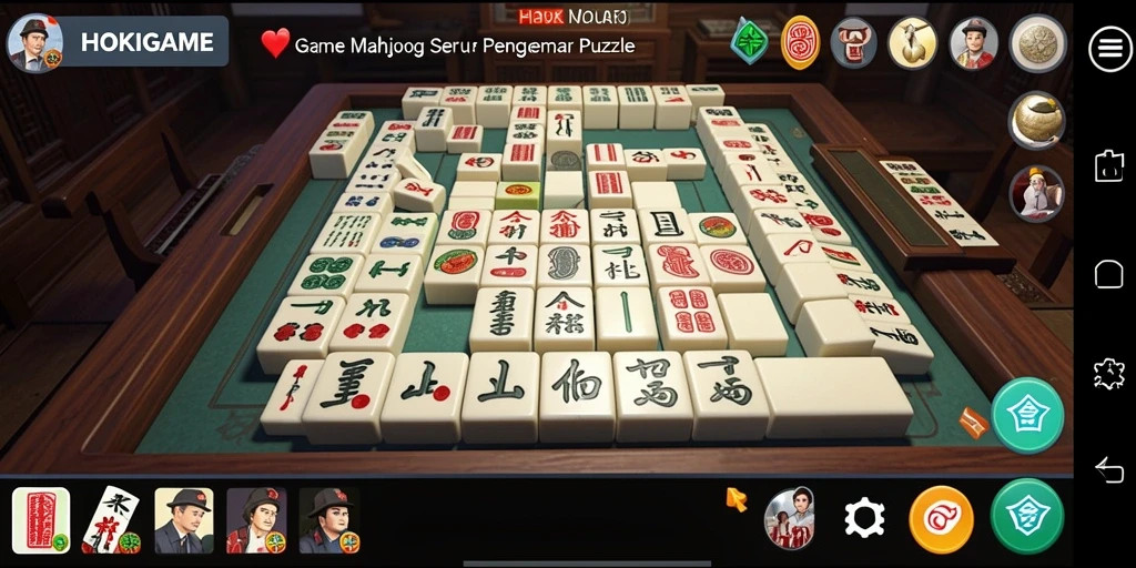 Tangkapan layar HOKIGAME menunjukkan gameplay Mahjong yang menarik.