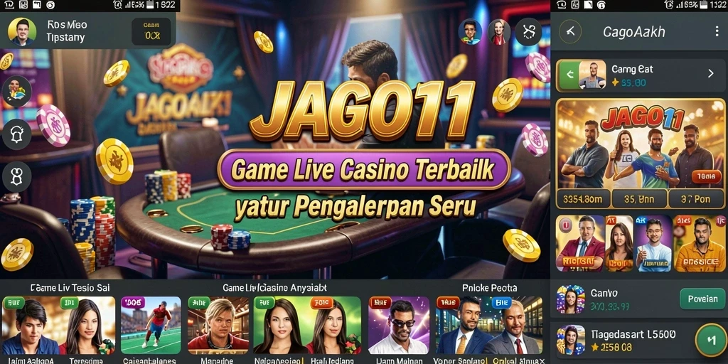 Screenshot JAGO11 menampilkan dealer Live Casino yang profesional dan suasana permainan yang menegangkan.