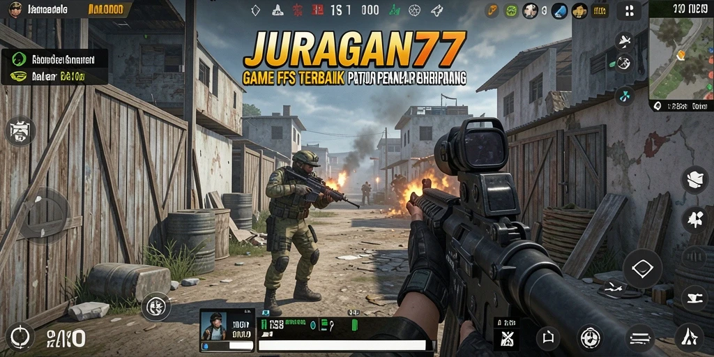 Tampilan gameplay mendebarkan dari JURAGAN77 dengan aksi tembak-menembak intens.