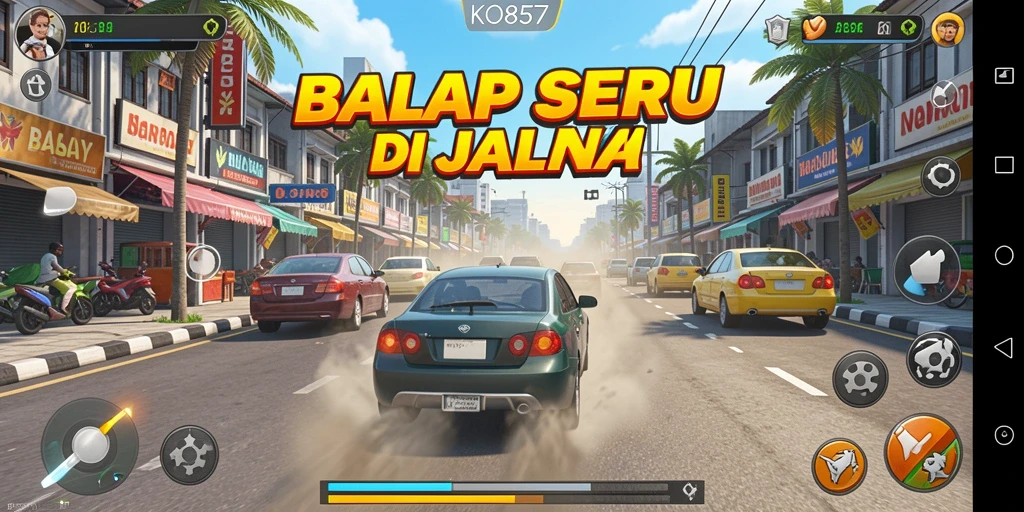 Tampilan gameplay seru dalam balapan mobil KO857.