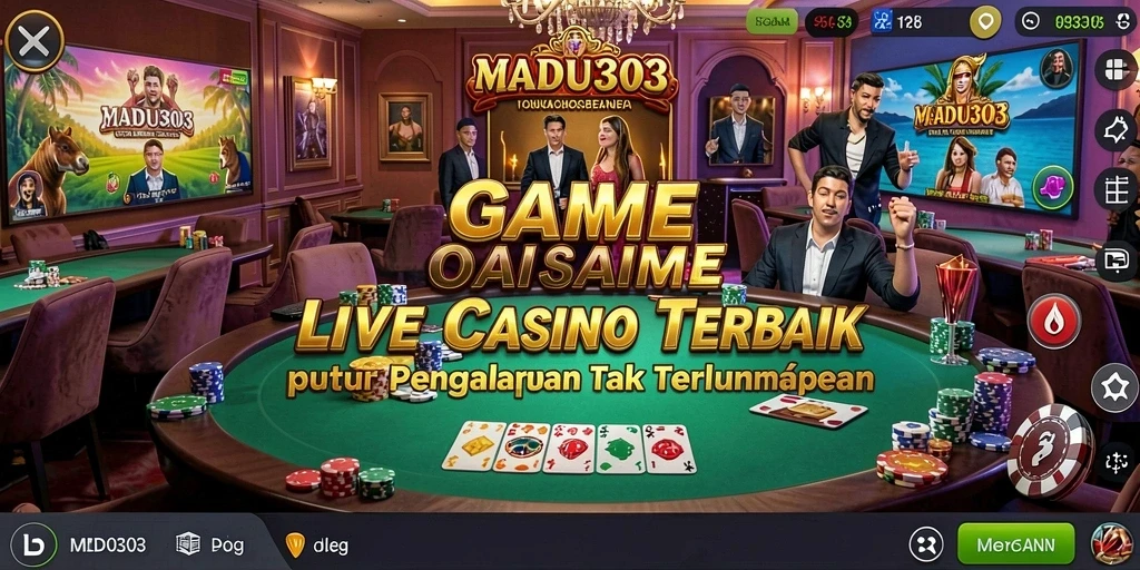 Tangkapan layar MADU303 menunjukkan dealer langsung dan gameplay yang menarik.