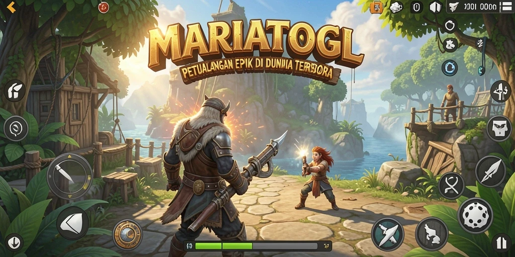 Screenshot gameplay MARIATOGL menampilkan petualangan eksploratif di dunia terbuka.