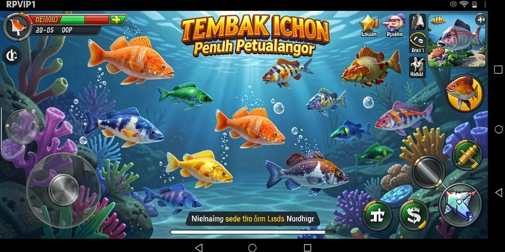Gameplay seru saat menembak ikan-ikan berwarna-warni di RPVIP1.