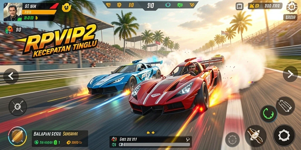 Tampilan gameplay RPVIP2 yang seru saat balapan.
