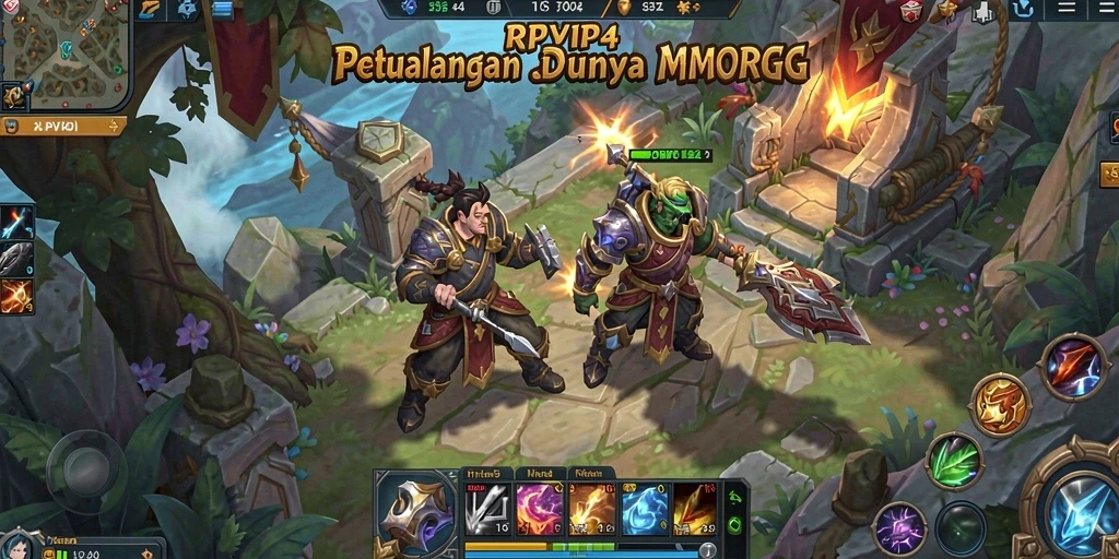 Screenshot gameplay RPVIP4 menampilkan pertarungan seru di dunia MMORPG.