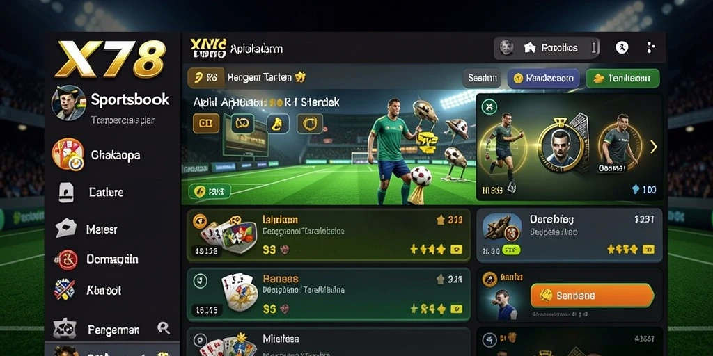 Screenshot gameplay X78 yang menunjukkan antarmuka Sportsbook.